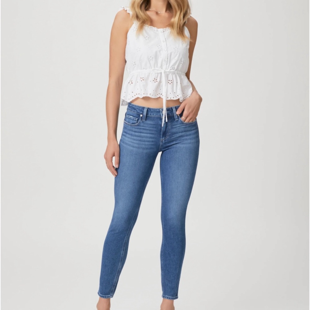 PAIGE Women’s 28 Skinny Jeans Blue Stretch Mid Rise Denim